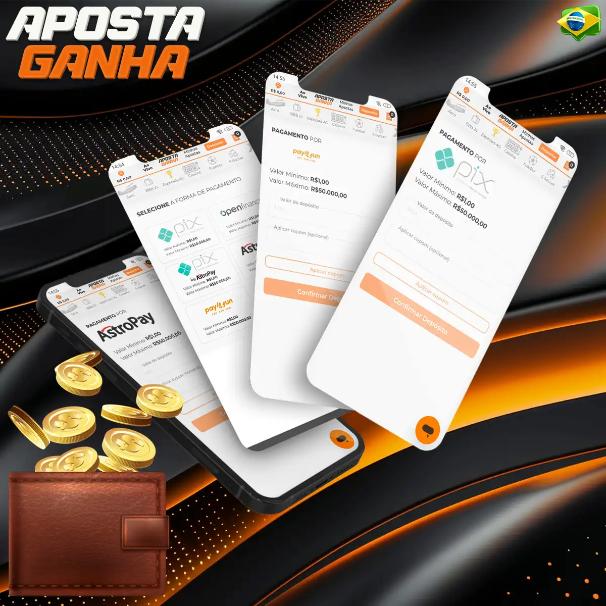O aplicativo Aposta Ganha oferece várias opções de pagamento